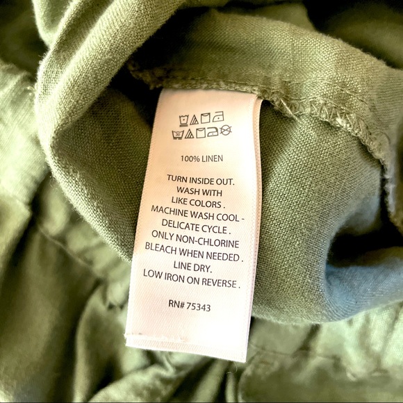Artisan Ny 100% linen army green drawstring cargo joggers - Picture 5 of 8